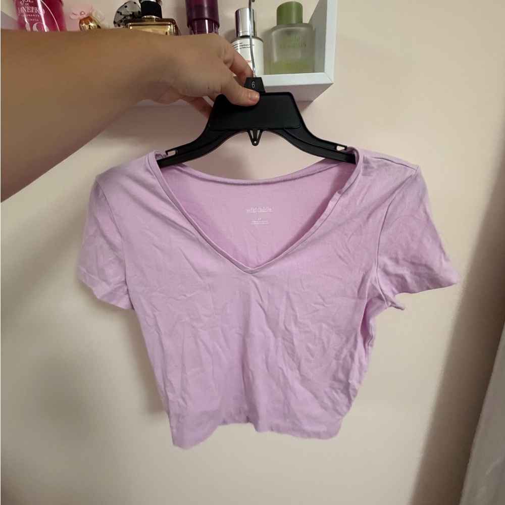 wild fable Lavender V-Neck Crop Top